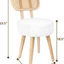 Rattan Dining Chair, Kitchen Dining Room Chairs, Mid Century Modern Boucle Chair, Stylish Upholstered Wood Accent Chair, Cute Sherpa Chair, Living Room Bar Stool Chair, Boho Makeup Vanity Chair, 1 Pc, 17.3 Inches X 17.7 Inches X 23.5 Inches