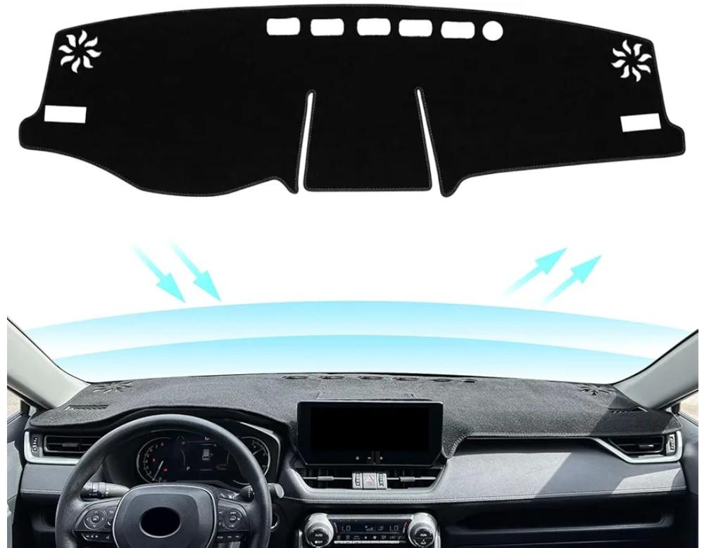 Toyota Rav4 Accessories 2025 2024 2023 2022 2021 2020 2019 Dashboard Cover Dash Cover Mat Custom Fit Center Console Cover Sunshield Protector RAV 4 Pad（Black Trim）