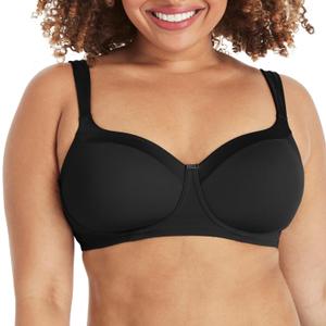 Playtex Women's Secrets Balconette Full-Coverage Wireless T-Shirt Bra for Full Figures (38DD, Black)