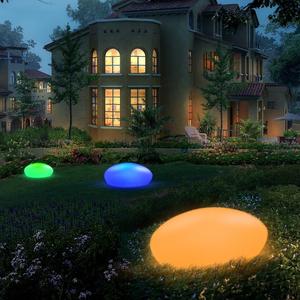 Blibly Solar Garden Lights Outdoor Glow Cobblestone Shape Lamp Garden Decor Light-White & RGB Light Waterproof Landscape Night Lights for Lawn/Patio/Path 1pc (RGB (Red, Green, Blue))