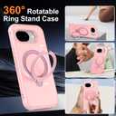 Magnetic for Google Pixel 10a Case with 360 Stand, Pink | Rigorous Drop Protection, Invisible Kickstand, Skin-Feel Matte Translucent Slim Cover