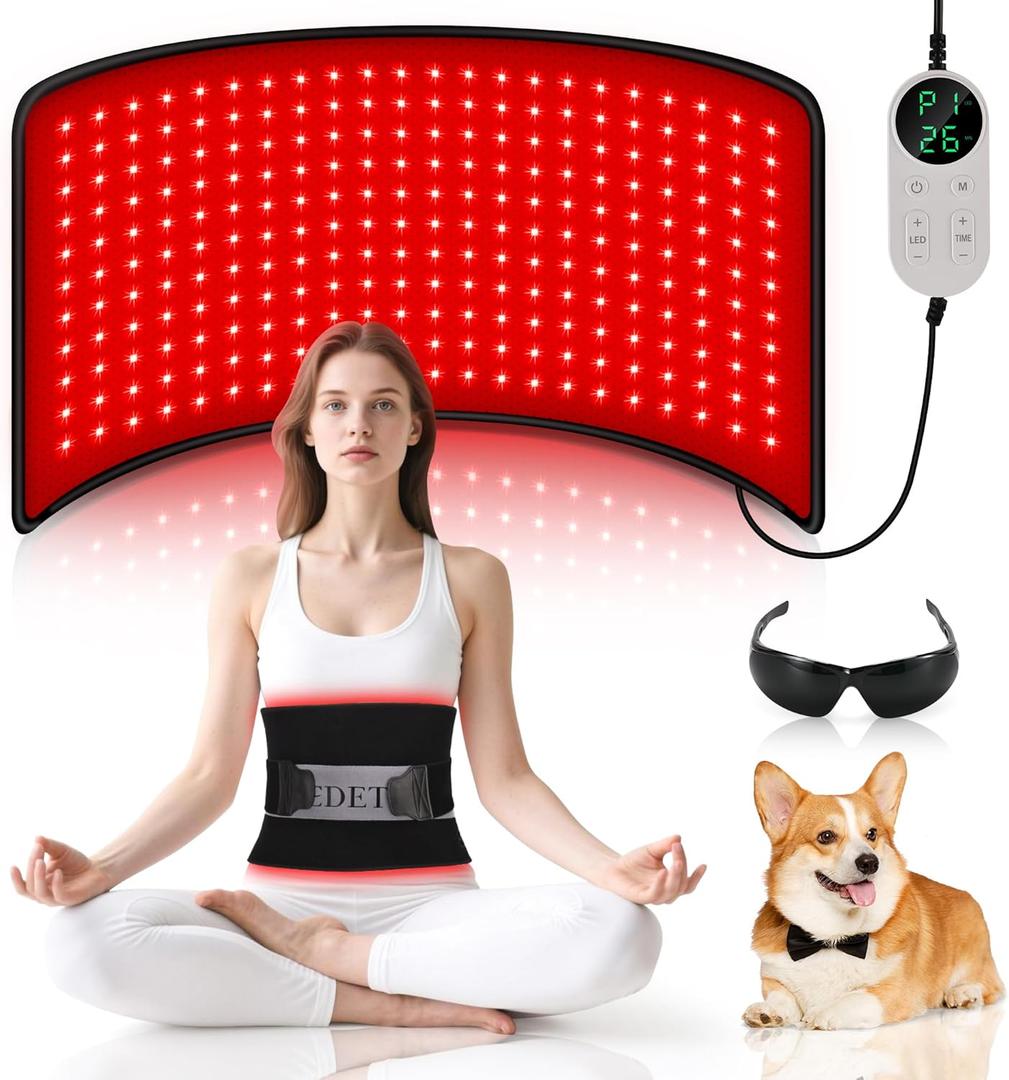 Red Light Therapy for Body, 24 x 12Large Infrared Light Therapy Pad with Timer Remote Control, 660nm 850nm Home Light Therapy for Knee Shoulder Back Muscle Joint (with Elastic Strap)