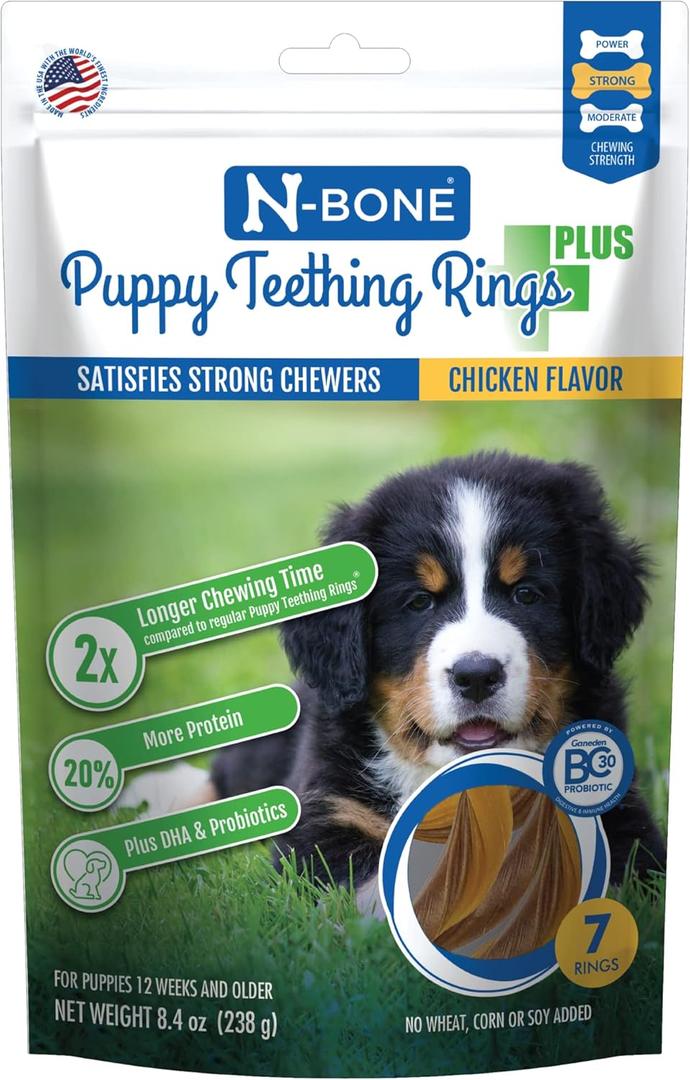 N-Bone Puppy Teething Rings Plus, Chicken Flavor, 7-Count, 8.4oz
