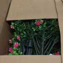 2-Pack Artificial Boxwood Topiary Ball Plant with Pink Flowers, Ground Stake, UV-Resistant Outdoor & Indoor Decorative Flowers