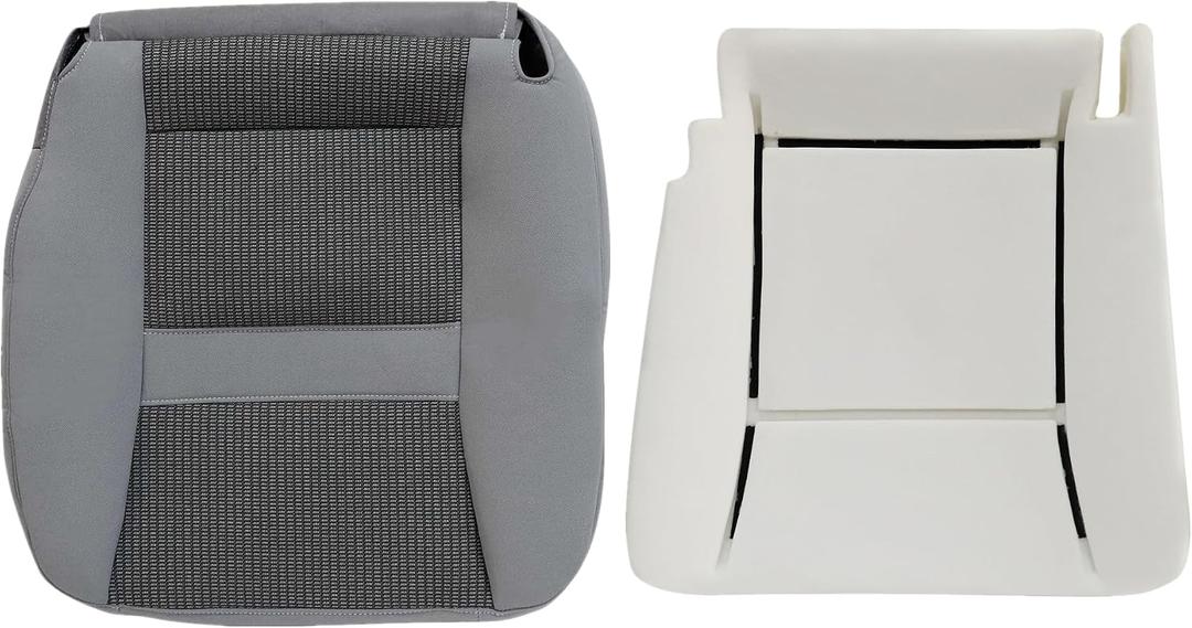 Driver Side Bottom Replacement Seat Cover Cloth & Foam Cushion Pad Gray Compatible with Dodge Ram 2500 3500 2006 2007 2008 2009 2010