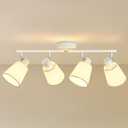 HiBay 4-Light White Track Lighting Ceiling, Fabric Shade Spotlight, E26 | Modern farmhouse light fixture with 4 directional heads for kitchen living room dining area, E26 base, bulbs not included