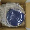 40 Pcs Blue Plastic Plates, Navy Blue Plates Disposable With Gold Rim, Blue Plates Heavy Duty for Patriotic Day Graduation Party Birthday Wedding