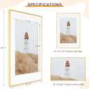 Acovy 16x24 Aluminum Picture Frame Matted to 12x18, 16 x 24 Poster Frame with HD Tempered Glass, Metal 24x16 Frame for Wall, Wall Hook Included (Gold, Pack of 1), 16"x24"-1P Real Glass