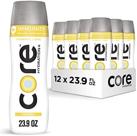 CORE Hydration+ Immunity, Lemon Extract Nutrient Enhanced Water with Vitamin C and Zinc, 23.9 Fl Oz Bottle (Pack of 12) BEDT BY DECEMBER 2025