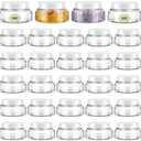 Tessco 24 Pack Plastic Jars with Lids Labels Empty Clear Plastic Jars Round Refillable Cosmetic Containers Body Butter Containers Bulk Sugar Scrub Bottle for Make Up(5 oz,White)
