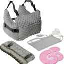 Zomaple Mastectomy Pillow - Post Surgery Pillow, Mastectomy Recovery Must Haves, Breast for After Heart Surgery, Reduction & Augmentation Patients Sleeping, Recovery Seatbelt Protection-Surgery Gift (Grey Heart Press Pillow+seatbelt+shower Lanyard+breast Pack)