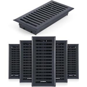 6 Pcs Floor Register 4" x 10" Black Vent Covers Heavy Duty Floor Register Metal Vent Covers with Adjustment Damper Rust Proof Finish for Home Floor Heater