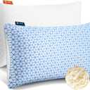Shredded Memory Foam Pillows Queen Size Set of 2, Cooling Firm Pillows Queen Size 2 Pack for Bed, Adjustable for Side Back Stomach Sleepers
