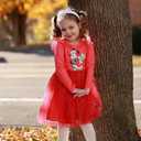 Disney Princess Frozen Minnie Mouse Dress Girls Sparkle Ruffle Tulle Tutu Birthday Party Fall Outfits Clothes Baby to Toddler (Red)