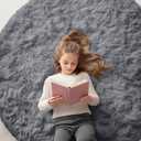 OLANLY Light Grey Round Rugs for Bedroom - Machine Washable, 5 ft Circle Area Rugs for Living Room, Soft and Fluffy Shaggy Carpet for Teen Girls and Boys, Nursery Rooms, Dorms, Home Decor Aesthetic