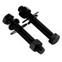 3/8-16 x 4 Hex Head Screws Bolts, Nuts, Flat & Lock Washers, Fully Threaded, Stainless Steel 18-8, Black Finish, 4 Sets