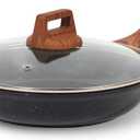 ESLITE LIFE Nonstick Ceramic Frying Pan Skillet with Lid, Non-Toxic Egg Omelette Kitchen Cooking Pans Compatible with All Stovetops (Gas, Electric & Induction), PTFE & PFOA Free (Black, 8" w/Lid)