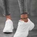 Women's Fashion Sneakers Platform Sneakers Chunky Street Style White and Black, Size 39 