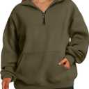 TAKEYAL Plus Size Sweatshirts for Women Pockets Half Zip Pullover Long Sleeve Oversized Drop Shoulder Y2K Clothes,3X