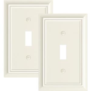 2-Pack Single Toggle Light Switch Cover Plate, Durable Natural Bamboo Fiber Decorative Switch Plate Covers, Light Almond 1 Gang Wall Plate, Corrosion Resistant