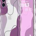 DEFBSC for iPhone 17 Case, Cute Clear Wavy Art Design Aesthetic Pattern Phone Case for Women Girls, Wave Frame Durable Protective Cover Full Camera Protection Bumper for iPhone 17, Purple