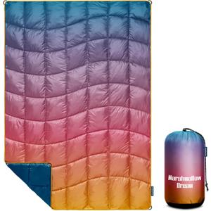 Camping Blanket,MINI Puffy Blanket Lightweight Windproof Water Resistant for Outdoors,Hiking,Beach,Car,Picnic,Stadium (39"x55", Grad Orange)