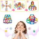 Magnetic Tiles for 3 4 5 6 7 8+ Year Old Boys Girls Upgrade Magnetic Building Blocks Set Educational STEM Toys Christmas Birthday Gift Toys for Kids Ages 3+