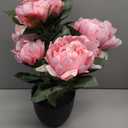 Hollyone Pink Fake Peonies Artificial Flowers in Pot 16.9" Small Peonies Tree Indoor Outdoor Faux Plants & Flowers Peony Silk Flowers Potted Plant Artificial Peony Floral Arrangement Desk Home Decor