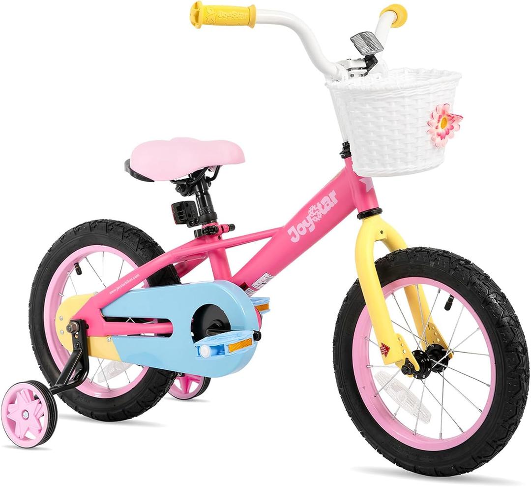 JOYSTAR 12 14 16 18 Inch Kids Bike for 2-9 Years Girls, Toddler Girls Bike with Training Wheels, Rainbow Bikes, Children Bicycle, Macaroon
