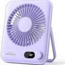 WHATOOK Small Desk Fan Personal Fans: 5000mah 25 Hours Battery Office Quiet Mini Desktop Fan Portable Rechargeable Travel Essentials (Purple, 2000 mAh)