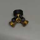 Biswing Garden Hose Splitter 2 Way, Heavy Duty Brass Connector Tap Splitter, Y Splitter 2 Valves with 2 Extra Rubber Washers