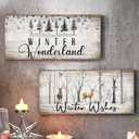 2 Pcs Winter Wonderland Decorations Farmhouse White Wonderland Signs for Door Wall Winter Wall Decorations Wooden Christmas Door Decor