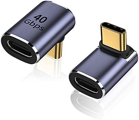 AreMe 90 Degree USB-C Male to Female Adapter, 2 Pack Right Angle 100W Type-C Adapter Extender for Steam Deck, ROG Ally, Switch, Notebook Computers, Tablet and Mobile Phones (Metallic Purple)