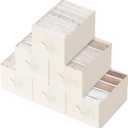 Criusia 6 Pack Large Clothes Organizer, Wardrobe Closet Organizer and Storage with Handles, Foldable Fabric Closet Organizers Dividers for Clothing, Pants, Jeans, Sweater, T-shirts, Beige