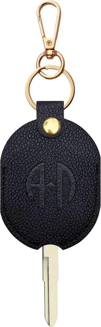 2 x Leather Keys Sleeve for Broken Car Key Loop Replacement - Cute Keychain Cover - Protector, Holder for Men & Women (Extra Large-black01)