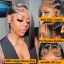 Bob Wig Human Hair Straight Bob wig human hair 13x4 HD Lace Front Wigs Human Hair 180% Short Bob Wigs for Women Glue less Bob Lace Front Wigs Pre Plucked Natural Color 12Inch