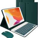 LAMA Wireless Keyboard Case with Mouse for iPad 10.2" 9th 8th 7th Generation, Detachable Bluetooth Keyboard with Pencil Holder for iPad 10.2 Inch/iPad Air 10.5"(3rd Gen)/iPad Pro 10.5 in, Dark Green