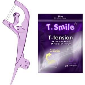 2 x T-Tension Dental Flossers, 6X The Floss-Tension, 3X The Clean-Strength, Powerful Performance Floss Picks, 100% Recycable, Unflavoured, 144 Count