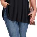 LARACE Elbow Sleeve Cross-Tie V-Neck Plus Size Tops for Women's Half Sleeves Tunic Shirts Blouse Spring Summer Fall Clothes (Black, XXXL)