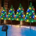 CMuloiet Outdoor Christmas Decorations Solar Christmas Tree with 4 Set Christmas Tree 80pcs Multicolor C6 Led Lights 8 Lighting Modes Waterproof Pathway Lights for Outside Garden and Yard