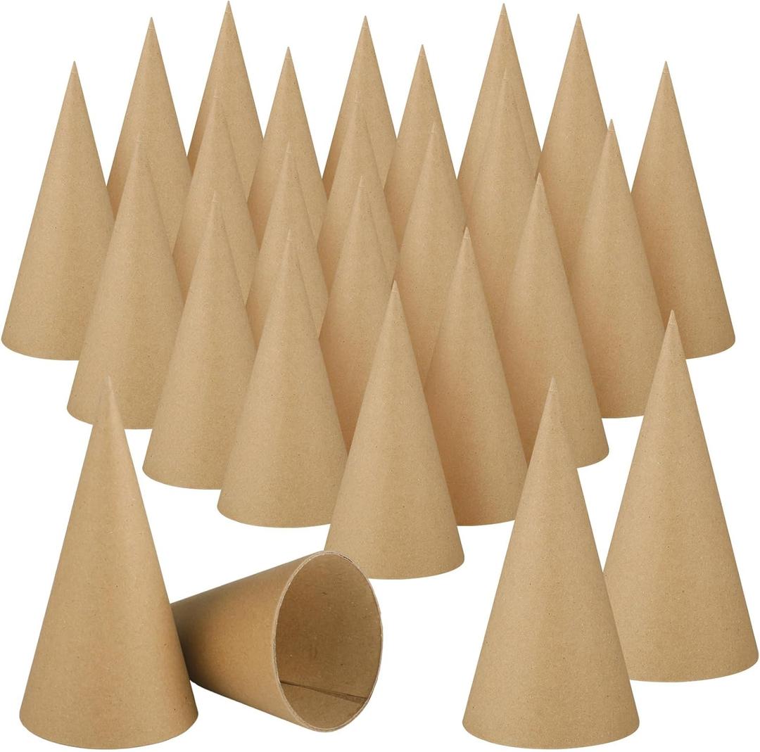 Zhanmai 50 Pcs Paper Mache Cones Open Bottom Cardboard Craft Cones for DIY Art Crafts, Trees, Holiday Gnomes Ornament, Christmas Home Decorations, 5.9 x 2.8 Inch