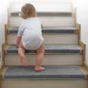 Brakki Bullnose Carpet Stair Treads, Non Slip Stair Treads for Wooden Steps Indoor, Stair Runner, Soft Stair Rugs, Edging Stair Protectors, Washable, 29.5"x9.5"x1.5" 14pcs, Grey