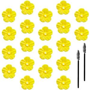 Andiker 20Pcs Hummingbird Feeder Replacement Flowers with Cleaning Brush, Yellow Feeder Parts Replacement for Hanging Feeders