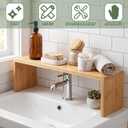 Menkxi Bamboo Over the Sink Shelf Bathroom Shelf Organizer Over the Faucet Wood Pedestal Soap Stand Farmhouse Bathroom Decor Over the Sink Shelves(29.92 x 7.87 x 10.04 Inches,Bamboo Color)