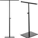 T Bar Display Stand - Set of Two Tabletop Purse Display Stand - Adjustable Height Double Hook Hanging Jewelry Stands for Long Necklaces (Black)