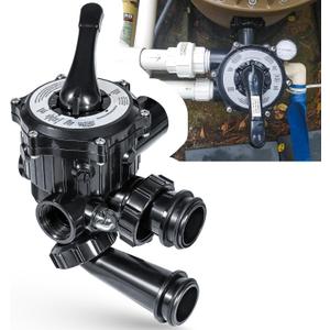 Replacement for Hayward Vari-Flo Valve SPX0710X32 Side Mount Multiport Valve Rebuild Kit for S200 and S240 Series Pool and Spa Sand Filter 1.5 Inch Ports, 5 Inch Centerline, 6 Position (Black)