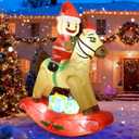 ADOMI 5.3FT Christmas Gingerbread Riding Rocking Horse Inflatable Outdoor Decorations for Yard Lawn Xmas Blow ups Outside Holiday Party Decor