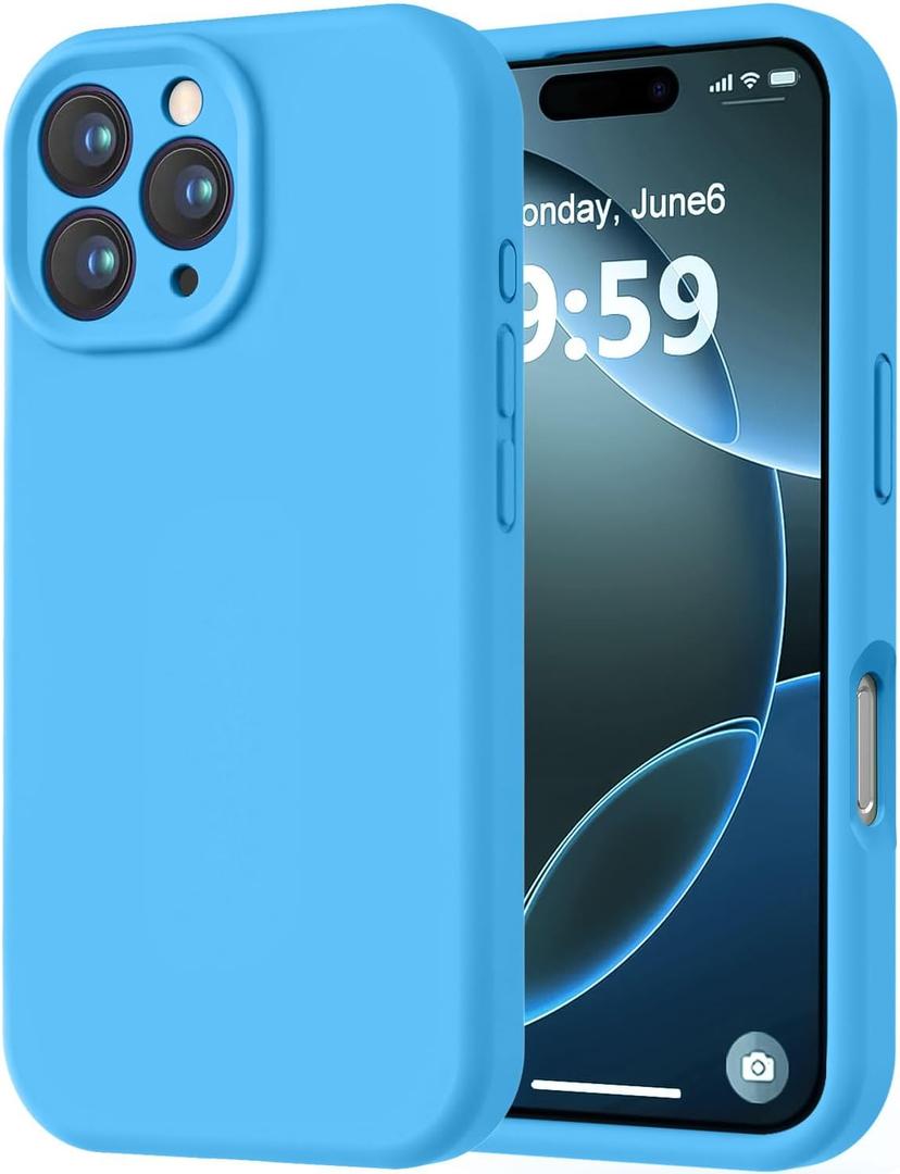 LOVE 3000 Designed for iPhone 16 Pro Case, Premium Silicone with [Soft Anti-Scratch Microfiber Lining] Shockproof Protective Phone Case for Men Women Girls 6.3", Blue