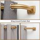 Gold Around Curtain Rod 30 to 60 Inch,Heavy Duty Adjustable Metal Drapery Rod with French Return, 7/12" Curved Blackout Rod for Home & Office