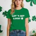 St Patricks Day Shirt Women Shamrock Lucky T-Shirts Casual Short Sleeve Festival Tee Tops (Green, L)